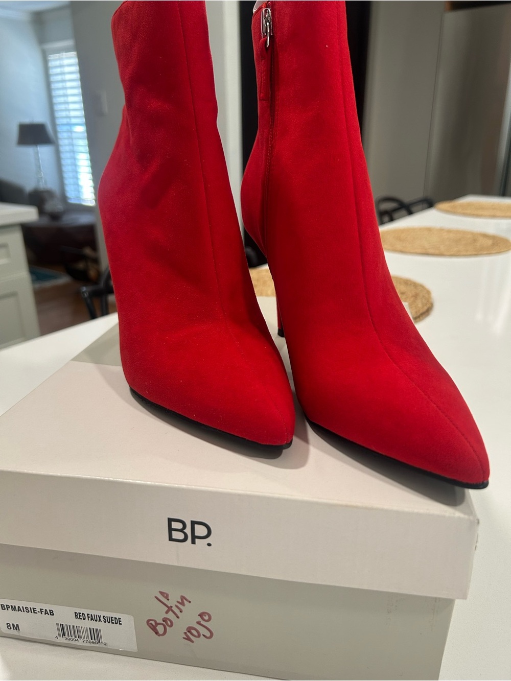 bp Bright Red Pointed-Toe Ankle Boots